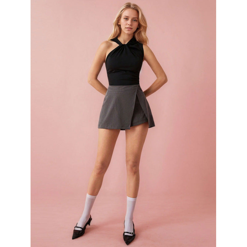 Damen Sportliches Tank-Top mit gefaltetem Ausschnitt und asymmetrischem Schnitt Drune