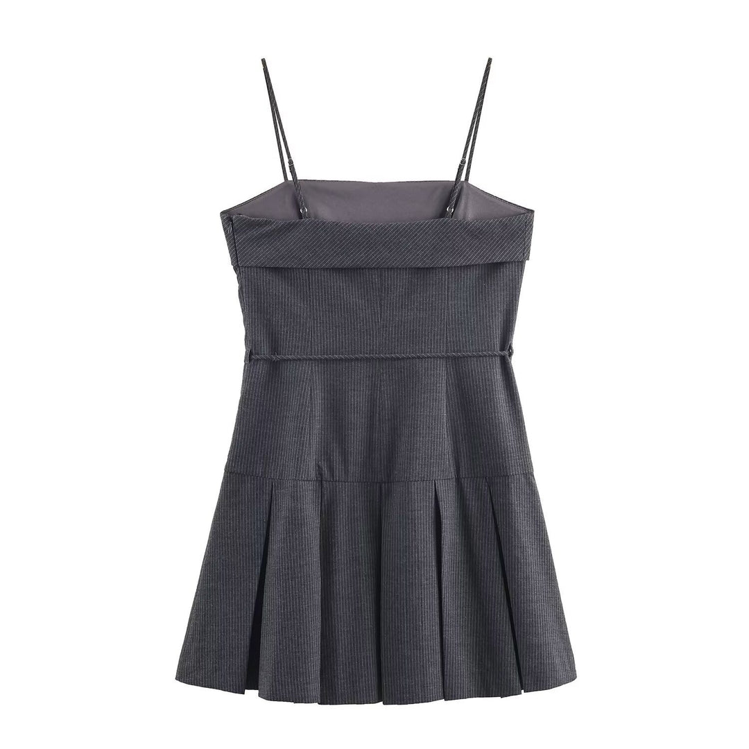 Damen Minikleid mit Rüschen und verstellbaren Trägern Drune