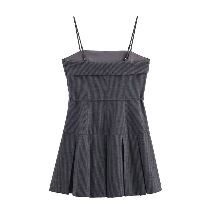 Damen Minikleid mit Rüschen und verstellbaren Trägern Drune