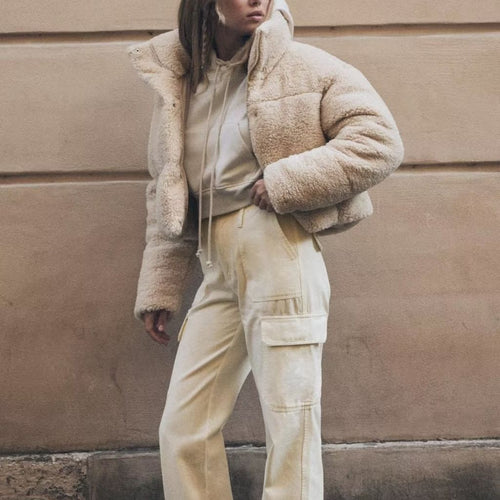 Damen Kuschelige Fleecejacke mit hochschließendem Kragen Drune