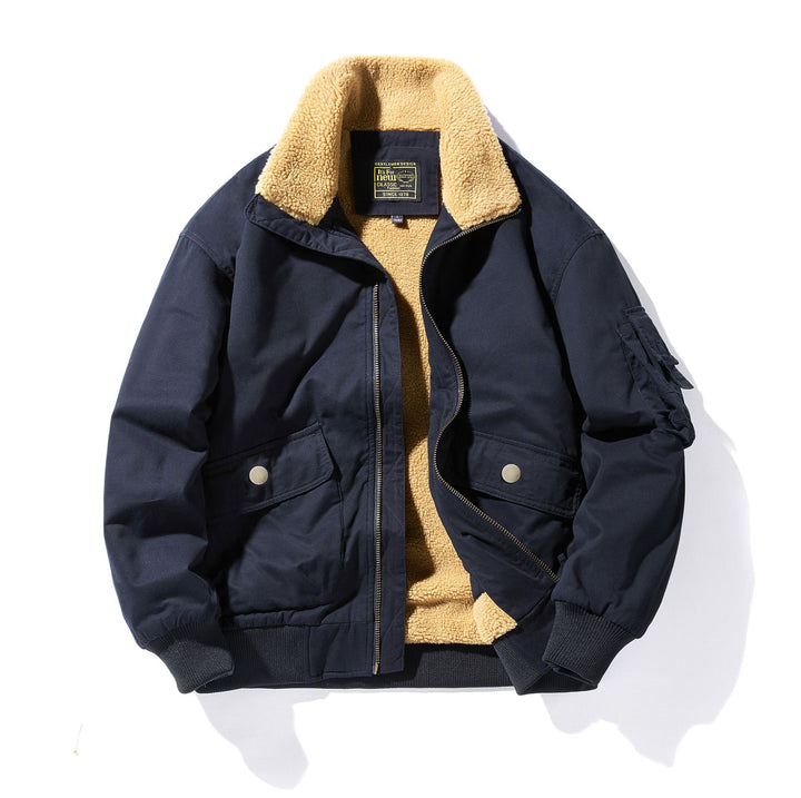 Herren  isolierte Sherpa-fütterte Zip-Front Feld Bomberjacke mit Klappentaschen Drune