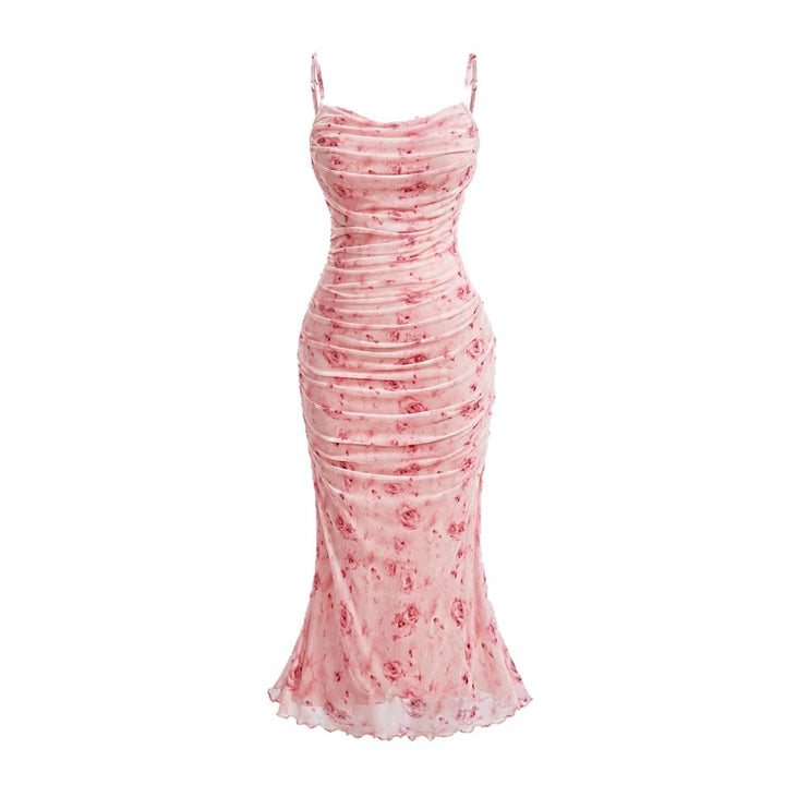 Damen Wickelkleid mit Rüschendetails und floraler Struktur Drune