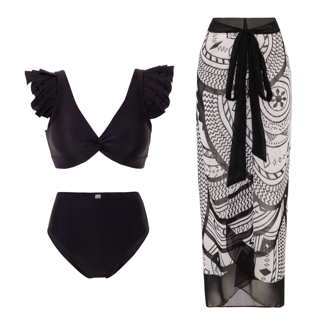 Damen Bikini-Set mit charmantem Rüschendesign und eleganter Strandumhüllung Drune