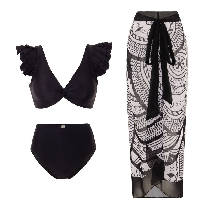 Damen Bikini-Set mit charmantem Rüschendesign und eleganter Strandumhüllung Drune