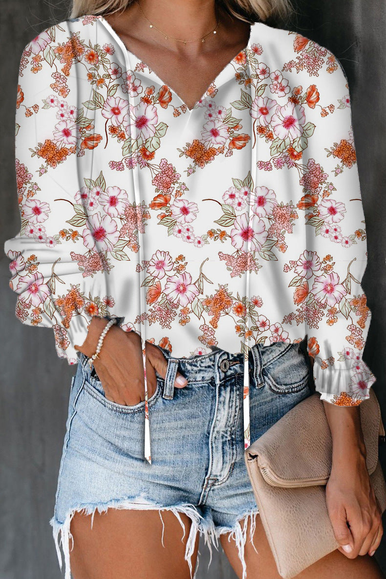 Damen Bluse mit raffiniertem Leopardenmuster und modischem V-Ausschnitt Drune