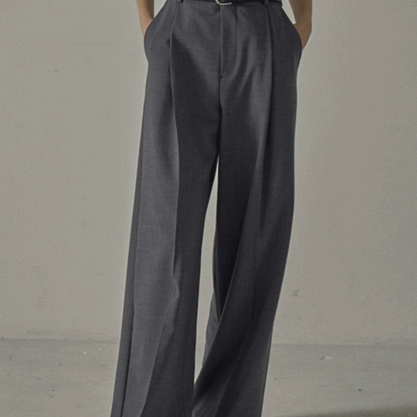 Damen elegante weite Hochbundhose mit Gürtel Drune