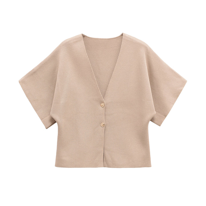 Damen leichte Strickjacke mit elegantem V-Ausschnitt und luxuriösen Knopfdetails Drune