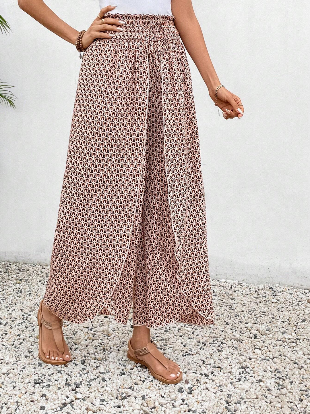 Damen weite Sommerhose mit elastischem Bund und floralem Design Drune