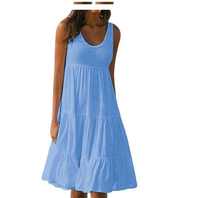 Damen lässiges Sommerkleid mit fließendem Schnitt und Rüschendetails Drune