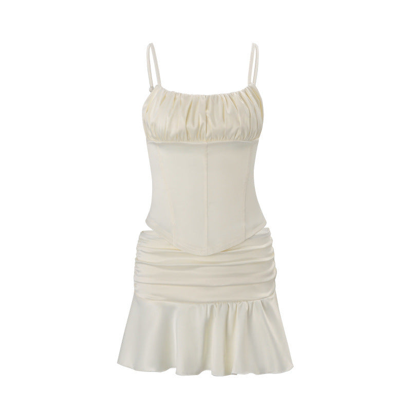 Damen Bleistiftkleid mit gerafftem Design und Spaghettiträgersystem Drune