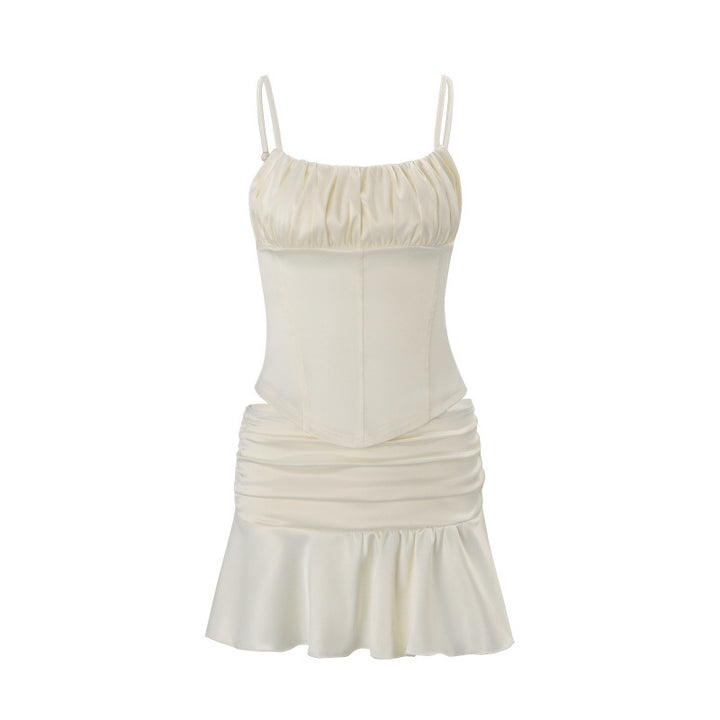 Damen Bleistiftkleid mit gerafftem Design und Spaghettiträgersystem Drune