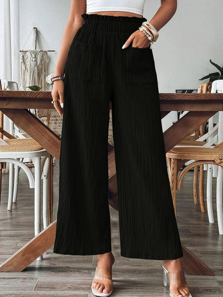 Damen Weitbeinige Hose mit elastischem Bund und praktischen Taschen Drune