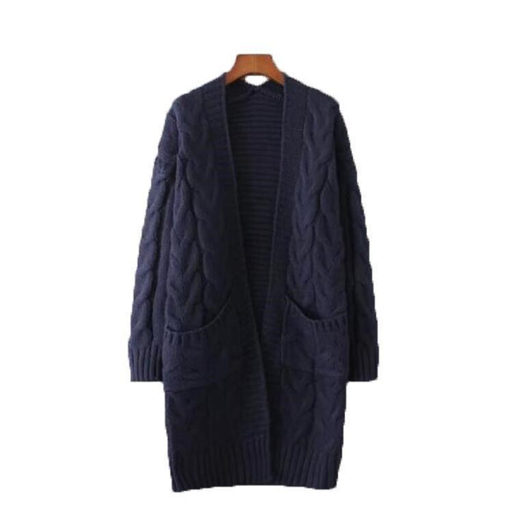 Damen Strickjacke mit grobem Zopfmuster und Taschen Drune