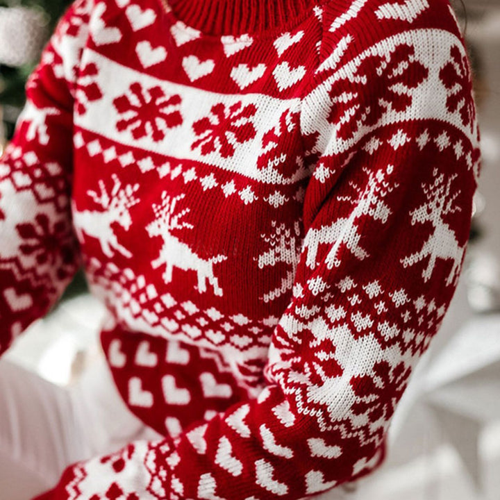 Damen Kuscheliger Weihnachtspullover mit traditionellem Muster Drune