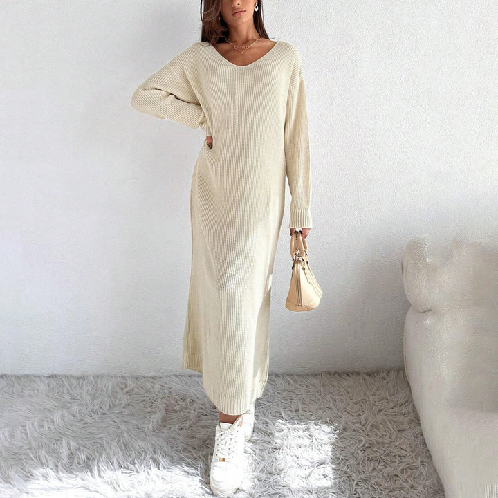 Damen Lässiges Strickkleid mit asymmetrischem Schnitt und schickem Gürtel Drune