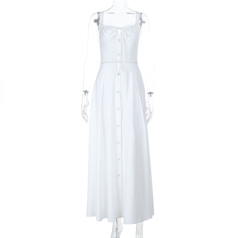 Damen Maxikleid mit Knopfverschluss und eleganter Raffung Drune