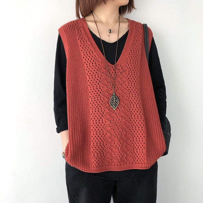 Damen Strickweste mit tiefem V-Ausschnitt und praktischen Taschen Drune