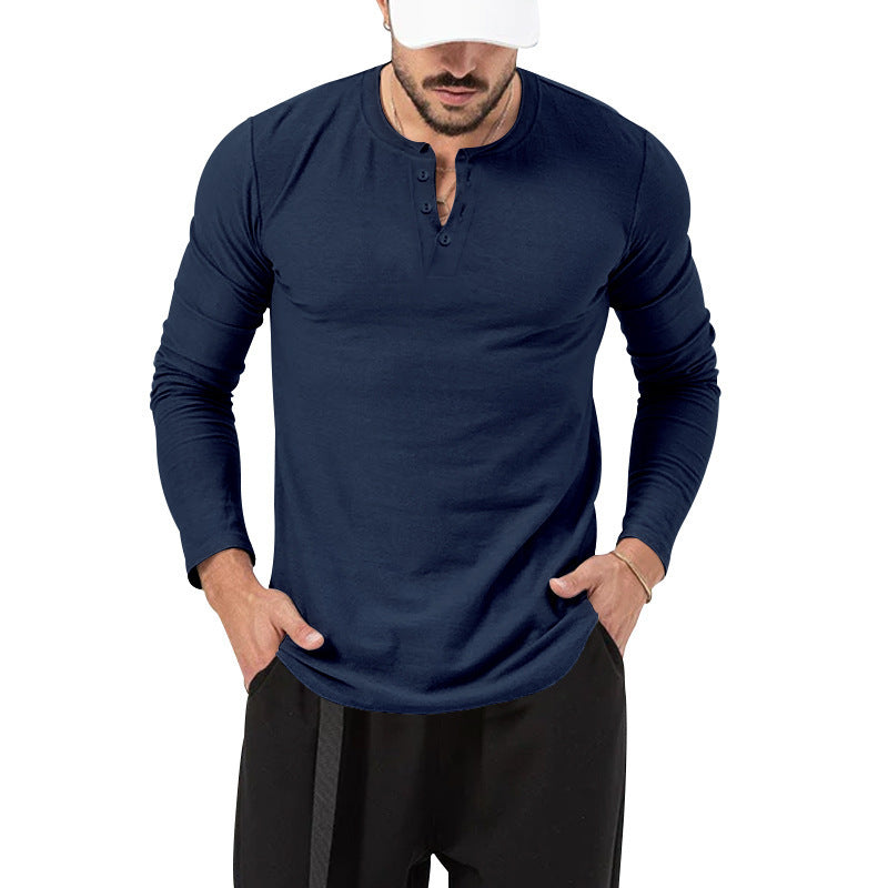 Herren Langarmshirt mit Knopfleiste und modischem Schnitt Drune