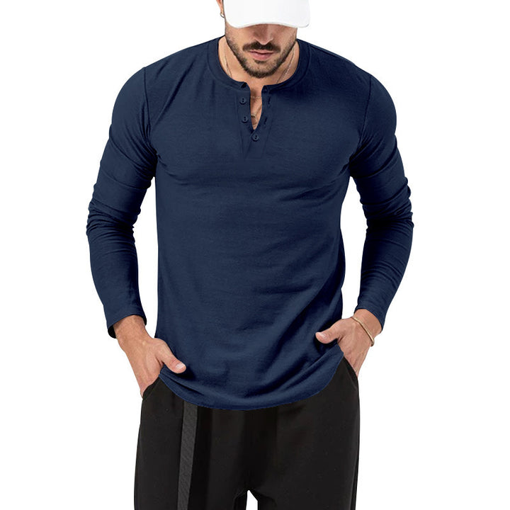 Herren Langarmshirt mit Knopfleiste und modischem Schnitt Drune