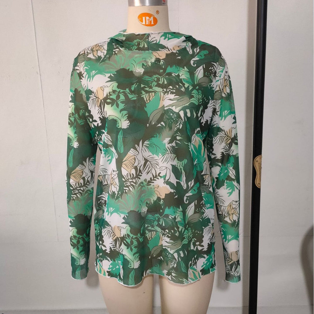 Herren Langarm-Badeoberteil mit floralem Design Drune