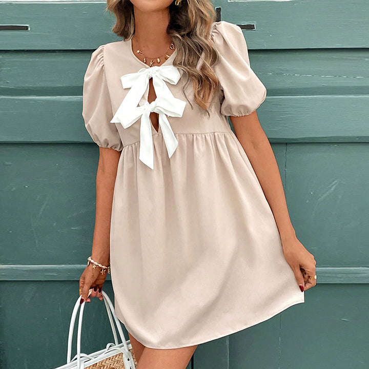 Damen verspieltes Mini-Kleid mit Rüschen und Schleifendetail Drune