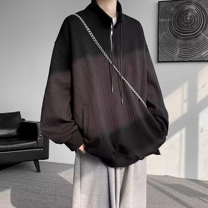 Damen lässiger Pullover mit modernem Stehkragen und Ringelzug Drune