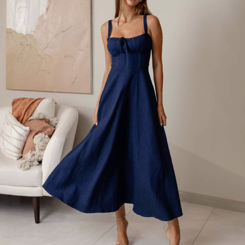 Damen Maxikleid mit schmeichelhaftem Schnitt und dekorativen Rüschendetails Drune
