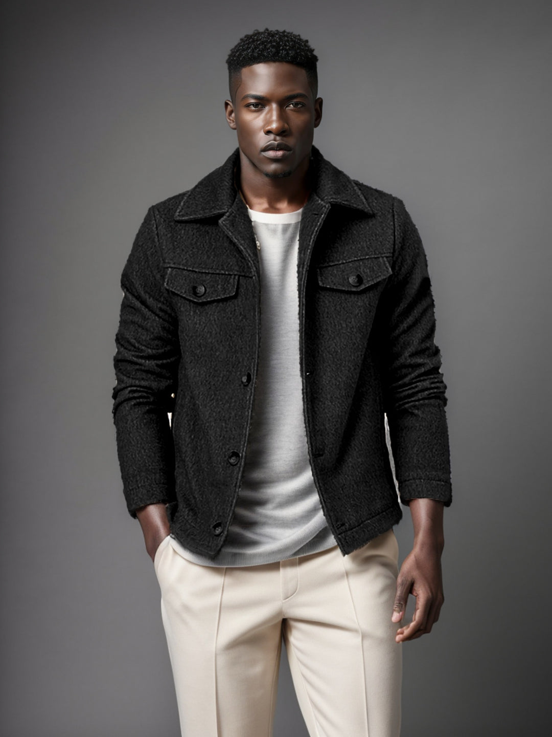 Herren lässige Fleecejacke mit strukturiertem Innenfutter Drune