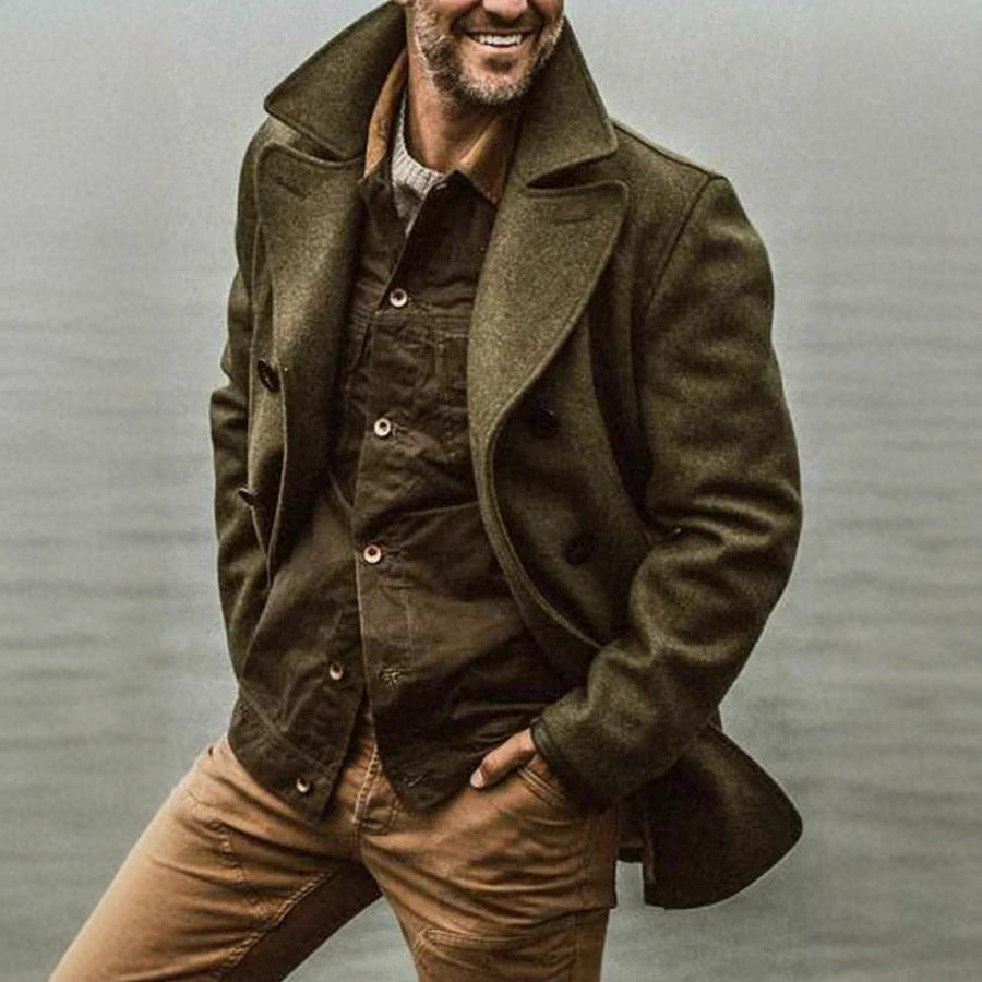 Herren stilvolle Wolljacke im doppelten Schnitt Drune