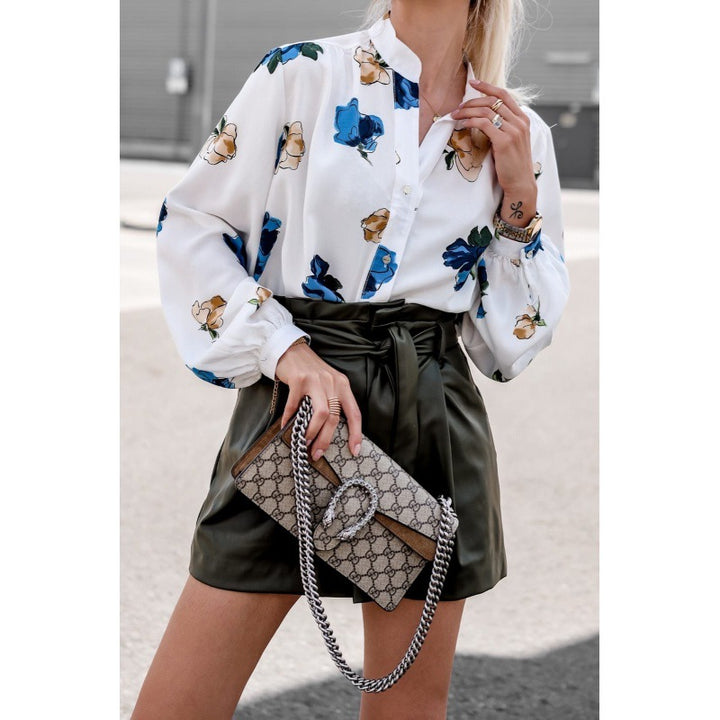 Damen florale Bluse mit balloonärmeln Drune