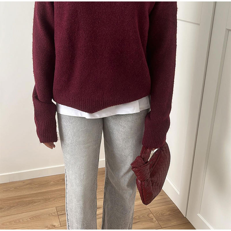 Damen Ursprünglich geschnittener Strickpullover mit weichem Material Drune