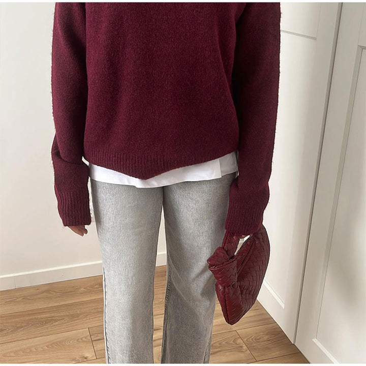 Damen Ursprünglich geschnittener Strickpullover mit weichem Material Drune