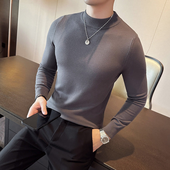 Herren modischer Pullover mit hohem Kragen und eleganter Passform Drune