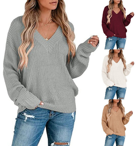 Damen Strickpullover mit V-Ausschnitt und strukturiertem Design Drune