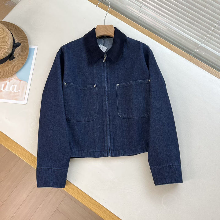 Damen modische cropped Übergangsjacke mit zeitloser Cordsäule Drune