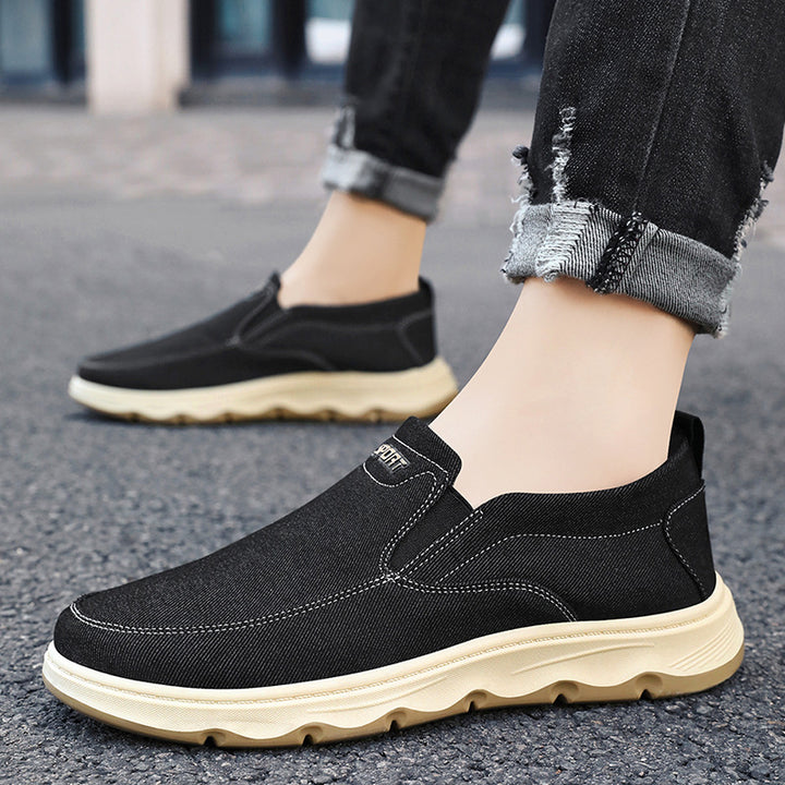 Herren nan leichter Slip-On Canvas-Sneaker mit elastischem Einstieg, gepolsterter Innensohle und profiliert rutschfester Gummilaufsohle Drune