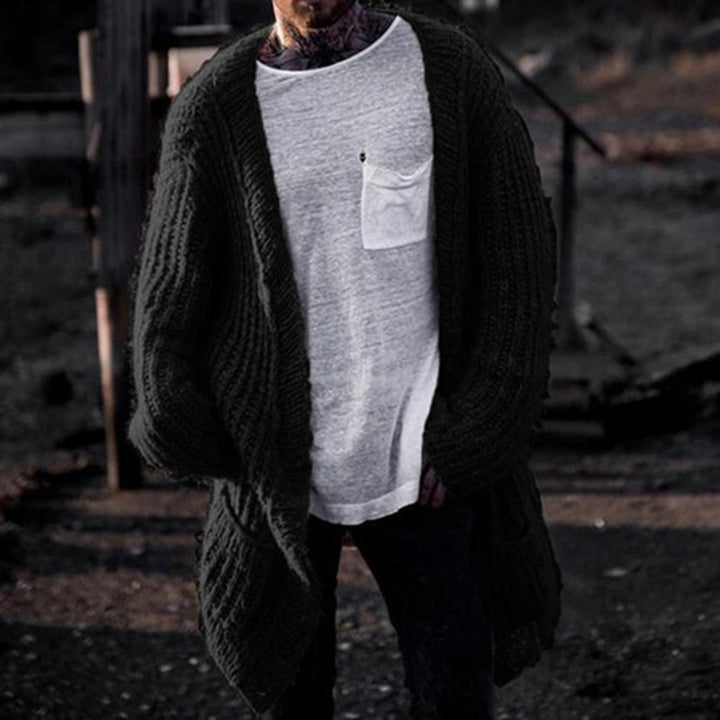 Herren Großer Strickcardigan mit tiefem Schnitt und strukturiertem Design Drune