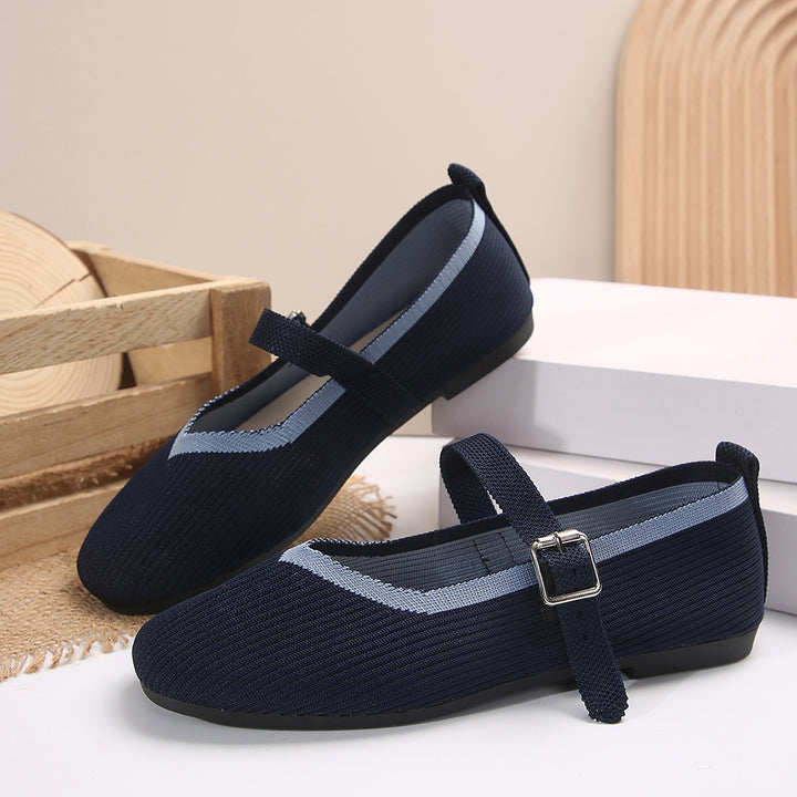 Damen Ballerinas mit verstellbarem Riemen und strukturiertem Obermaterial Drune