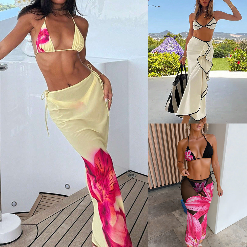 Damen Strand-Bikini-Set mit lässigem Maxi-Rock Drune