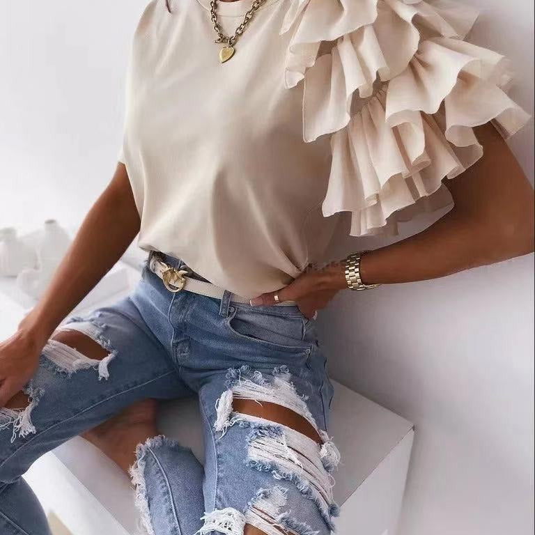 Damen T-Shirt mit trendigen Rüschendetails Drune