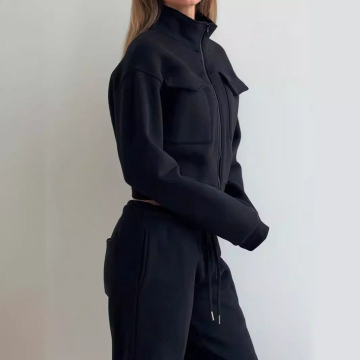 Damen Sportliches und modernes Fleece-Set mit Taschen Drune