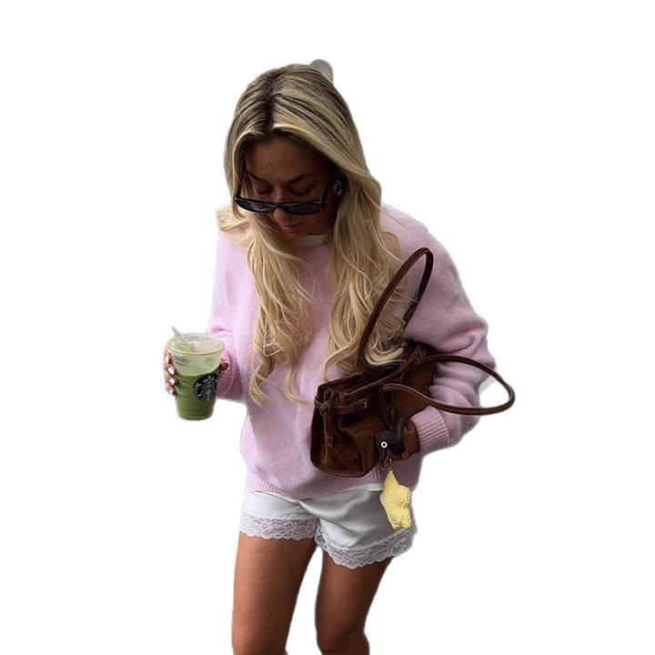 Damen lässiger Sweater mit oversized Schnitt und angenehmer Baumwollmischung Drune