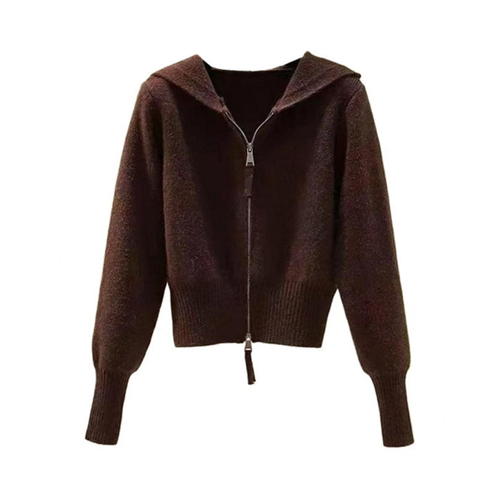 Damen Strickjacke mit hohem Kragen und Reißverschluss Drune