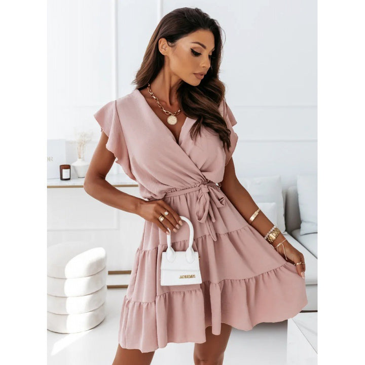 Damen Wickel-Mini-Kleid mit gestuftem Rüschensaum Drune