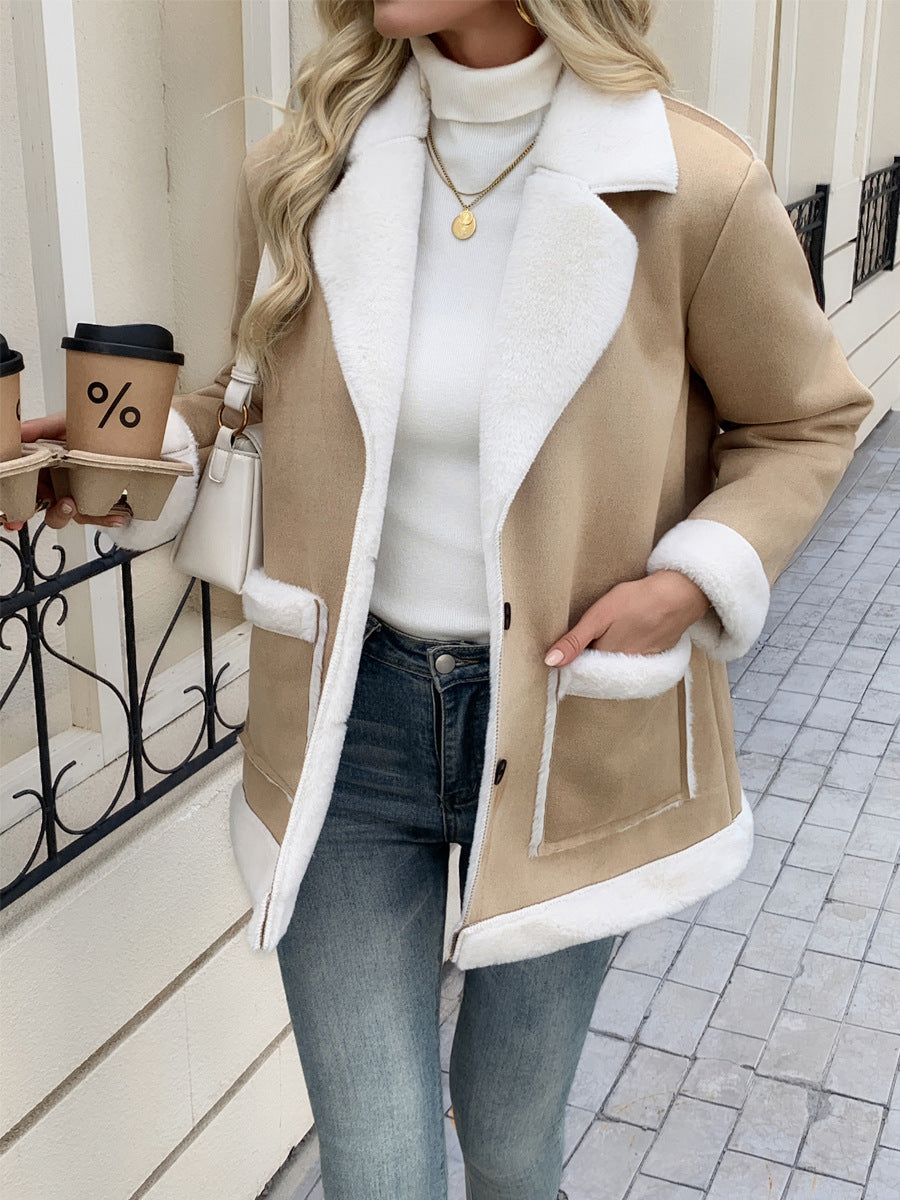 Damen Modische und gemütliche Jacke mit Teddyfutter Drune