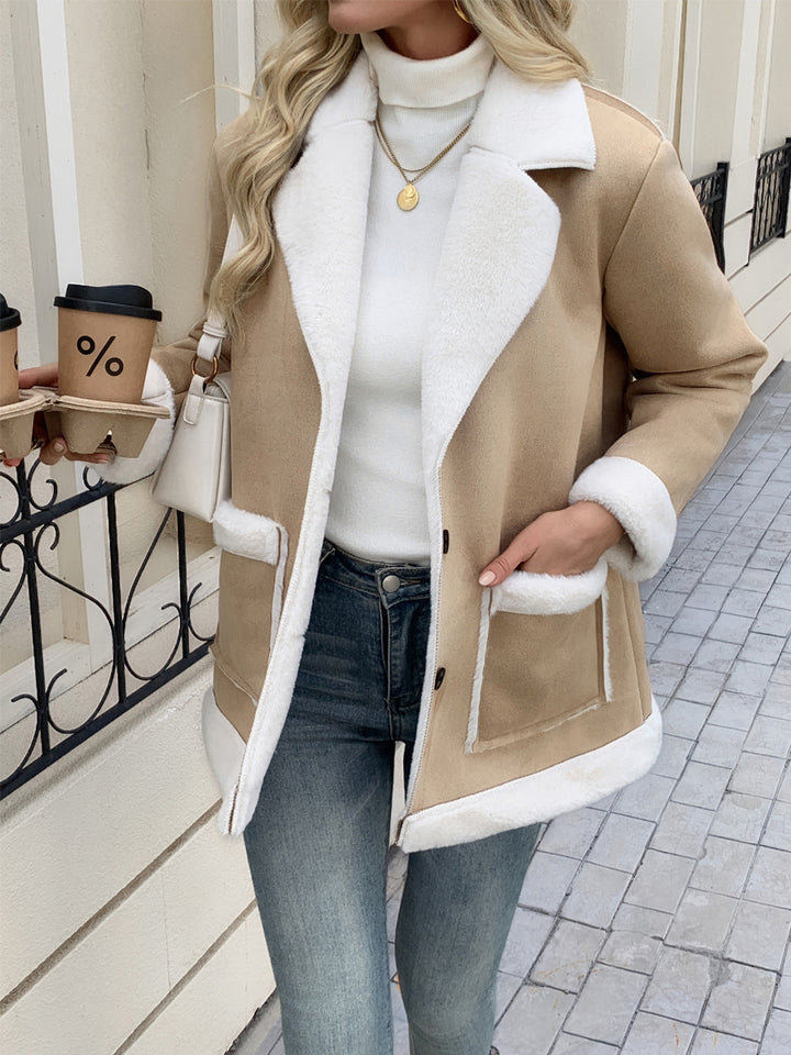 Damen Modische und gemütliche Jacke mit Teddyfutter Drune