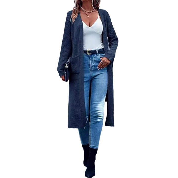 Damen Strickmantel mit langen Ärmeln und praktischen Taschen Drune
