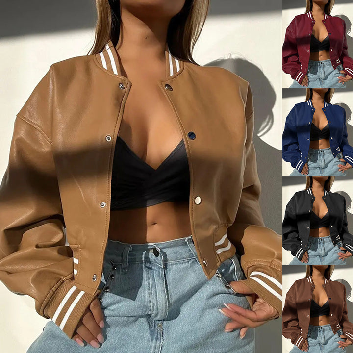 Damen Sportliche Collegejacke im modernen Design mit kontrastierenden Streifen Drune