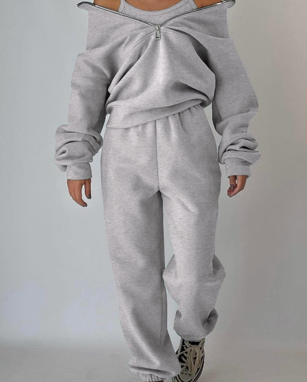 Damen Hochwertiger Zip-Pullover mit hohem Kragen und weicher Innenseite Drune