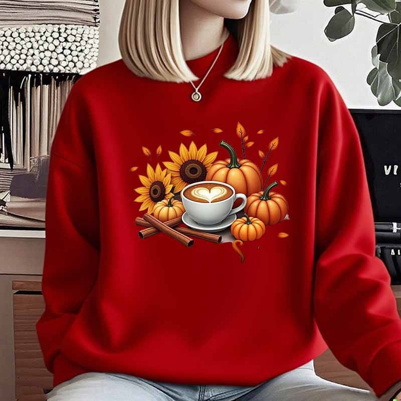 Damen Sweatshirt mit herbstlichem Motiv und besonderem Druck Drune